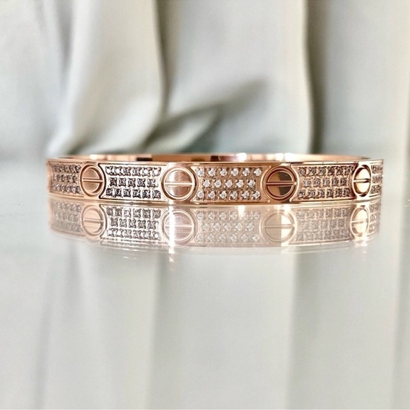 Pave Diamond LOVE Screw Bangle Bracelet with Screwdriver in Rose Gold - Picture 7 of 10